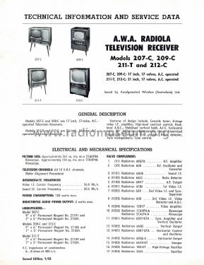 Radiola Deep Image 212C; Amalgamated Wireless (ID = 3019407) Television