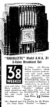 Radiolette 31; Amalgamated Wireless (ID = 2959127) Radio