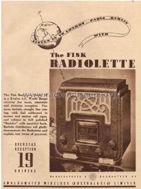 Radiolette 38A; Amalgamated Wireless (ID = 2247478) Radio