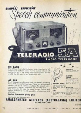 Teleradio 5A CH=J56768; Amalgamated Wireless (ID = 2982591) Commercial TRX