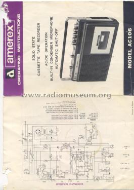 Solid State Cassette Tape Recorder AC106; Amerex brand see (ID = 2446018) R-Player