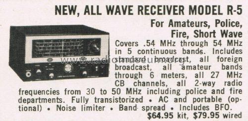 All Wave Receiver R-5; American Electronics (ID = 3036230) Commercial Re