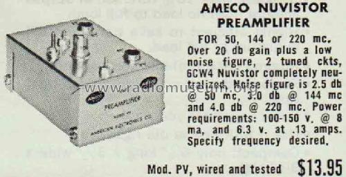 Nuvistor Preamp; American Electronics (ID = 2059289) Ampl. RF