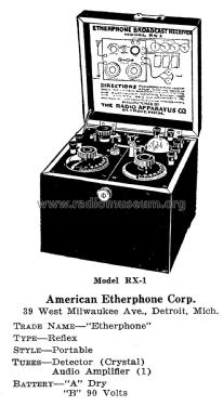 Etherphone Model RX-1; American Etherphone (ID = 1989980) Radio