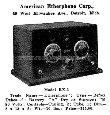 Etherphone RX-3; American Etherphone (ID = 1952113) Radio