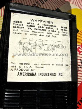 Wayfarer - Six Transistor WF63; Americana Industries (ID = 1754569) Radio