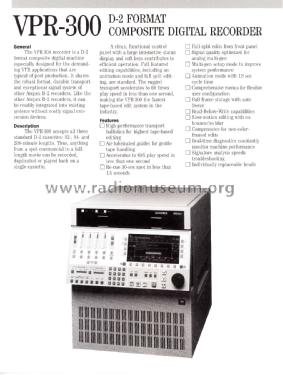 D-2 Format Composite Digital Video Tape Recorder VPR-300; Ampex; San Carlos, (ID = 3097203) R-Player