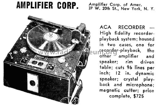 ACA Recorder ; Amplifier (ID = 1035187) Ton-Bild