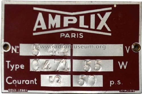 Combiné C471; Amplix CGTVE; Paris (ID = 1358790) Radio