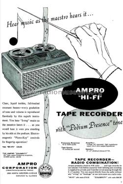 Tape Recorder Celebrity; Ampro Corp.; Chicago (ID = 1801289) R-Player