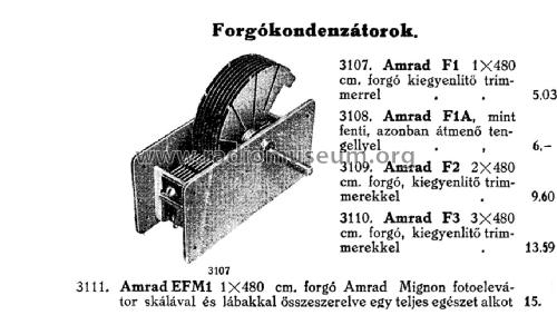 Forgókondenzátor - Variable Capacitor F1; Amrad (ID = 2228868) Radio part