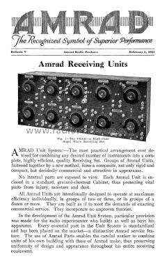 Amrad Receiving Units February 1, 1921 Bulletin V; Amrad Corporation; (ID = 1850755) Paper