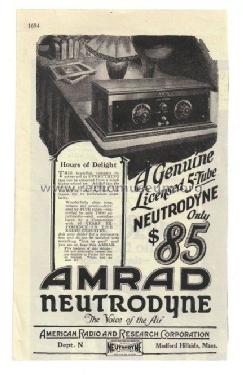 Neutrodyne ; Amrad Corporation; (ID = 1559337) Radio