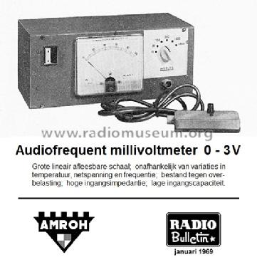 A.F. millivoltmeter 0 - 3 Volt; Amroh NV Radio (ID = 1377904) Equipment