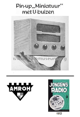 Pin-up 'Miniatuur' met U-buizen ; Amroh NV Radio (ID = 1388074) Radio