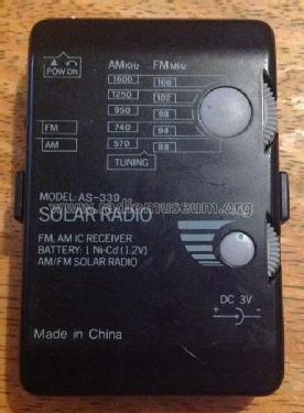 Solar Power Radio - FM, AM IC Receiver AS-339; Amsonic Marke (ID = 1721912) Radio