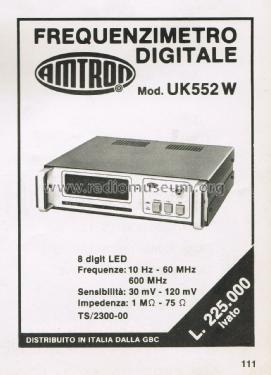 Frequency Counter - Frequenzimetro Digitale UK552 W; Amtron, High-Kit, (ID = 2836813) Equipment