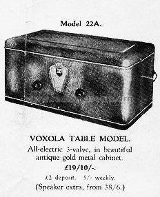 Voxola Table 22A; Andersons Pty Ltd (ID = 1876551) Radio