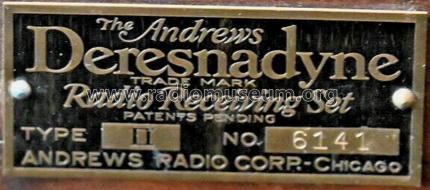 Deresnadyne Model 11; Andrews Radio Co. (ID = 3098290) Radio