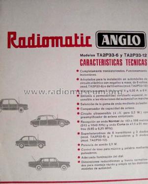 Radiomatic TA2-P33-12; Anglo Española de (ID = 1476305) Car Radio