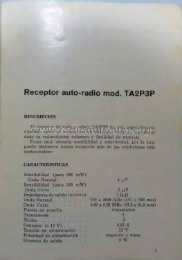 Radiomatic TA2P3P; Anglo Española de (ID = 3024733) Car Radio