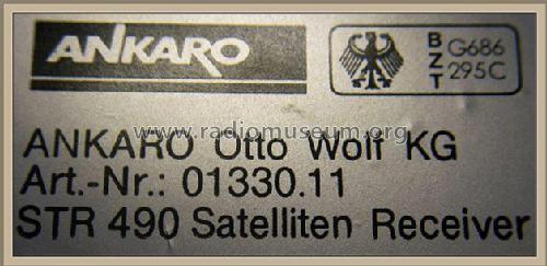 Stereo-Sat-Receiver STR-490; Ankaro, Otto Wolf KG (ID = 1943791) DIG/SAT