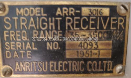 Straight Receiver and Power Supply ARR-3016 and ARZ-7089; Anritsu Corporation; (ID = 3084614) Commercial Re