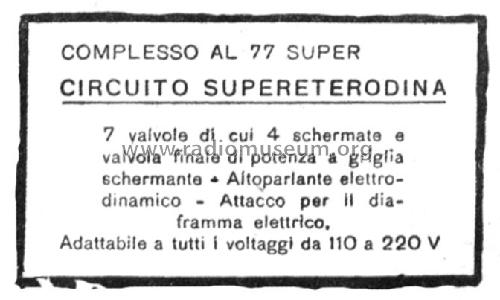 AL77 Super; Ansaldo-Lorenz, SRI, (ID = 1397020) Radio