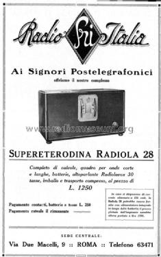 Radiola 28; Ansaldo-Lorenz, SRI, (ID = 885026) Radio