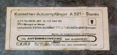 Autoempfänger A321; Antennenwerke Bad (ID = 2302579) Car Radio