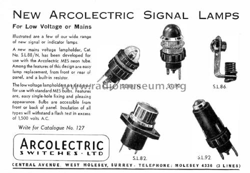 Signal Lamp Holder S.L.82, ZA4201; Arcolectric Switches (ID = 3080244) Radio part