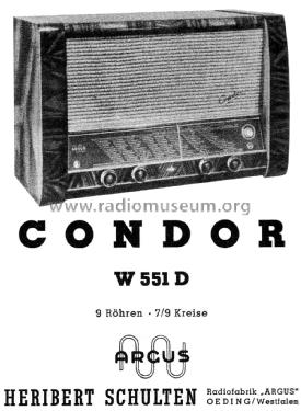 Condor WD551D W551D; Argus Radiowerk, (ID = 2538016) Radio