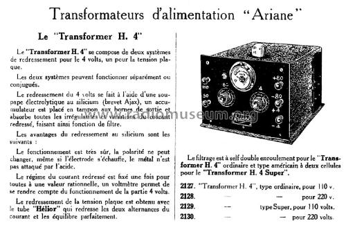 Boîte d'Alimentation 'Transformer' H4; Ariane; Paris (ID = 2652546) Strom-V