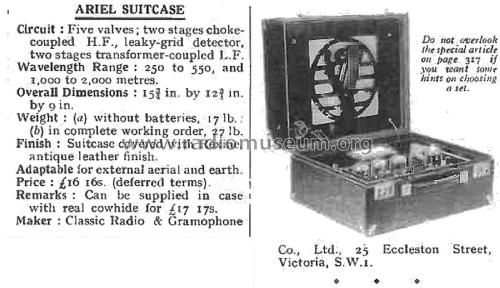 Ariel Five-Valve Portable ; Ariel Brand Classic (ID = 3027220) Radio