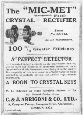 MIC-MET crystal detector ; Arrigoni, C. & J. & (ID = 2749603) Radio part