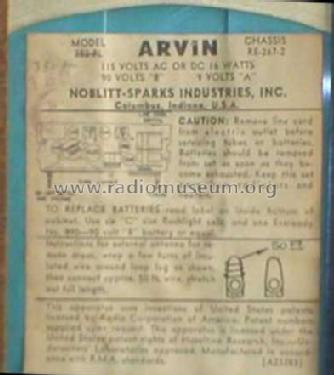 352-PL Ch= RE-267-2; Arvin, brand of (ID = 372161) Radio