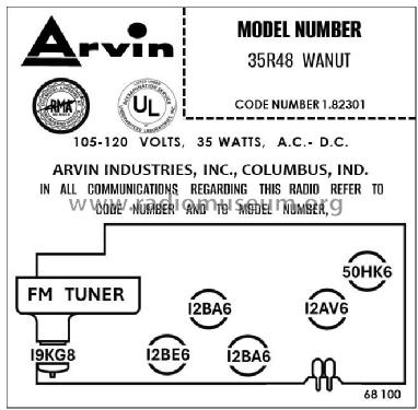 35R48 Ch= 1.82301; Arvin, brand of (ID = 2942365) Radio