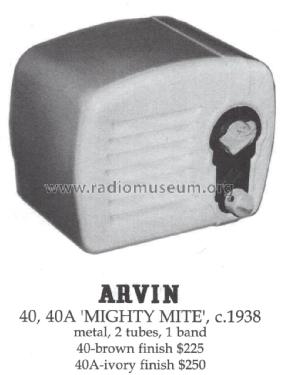 Arvin 40 Mighty Mite; Arvin, brand of (ID = 1392354) Radio