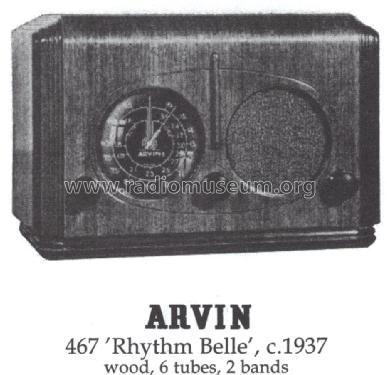 467 Rhythm Belle ; Arvin, brand of (ID = 1393329) Radio