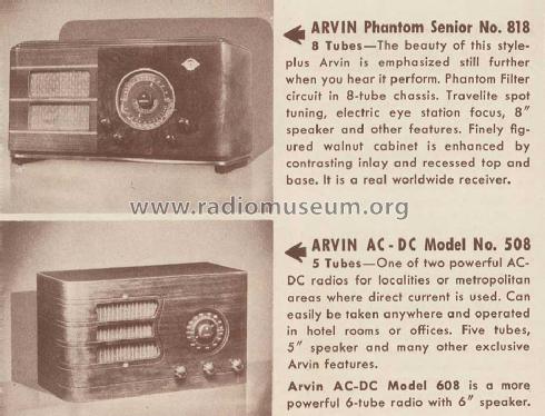 508 AC-DC 'Phantom' ; Arvin, brand of (ID = 1105539) Radio