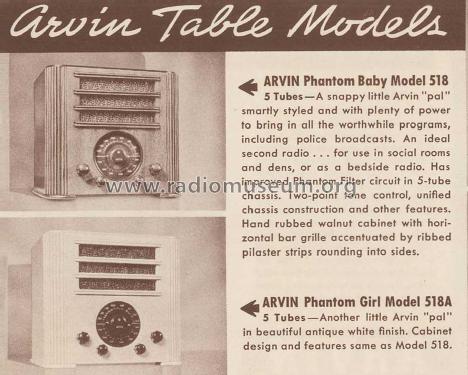 518 Phantom Baby Ch= 518; Arvin, brand of (ID = 1105505) Radio