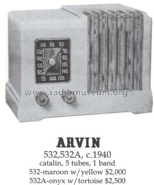 532A Ch= RE-92; Arvin, brand of (ID = 1393492) Radio