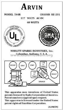 544R Ch= RE-201; Arvin, brand of (ID = 2798573) Radio