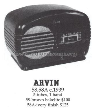 Arvin 58 Ch= RE-29; Arvin, brand of (ID = 1392361) Radio