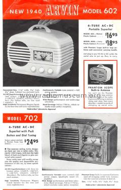 602 Ch= RE-53; Arvin, brand of (ID = 1092931) Radio