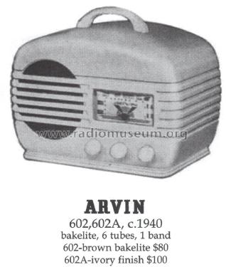 602 Ch= RE-53; Arvin, brand of (ID = 1394090) Radio