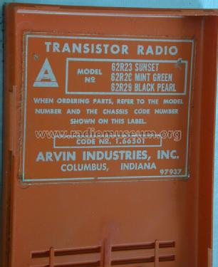 62R23 Ch= 1.61701; Arvin, brand of (ID = 775107) Radio