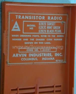 62R26 Ch= 1.61701; Arvin, brand of (ID = 908226) Radio