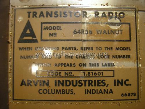 64R38 Ch= 1.81601; Arvin, brand of (ID = 1973415) Radio