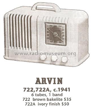 722A Ch= RE80; Arvin, brand of (ID = 1744523) Radio